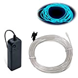 EL Wire Ice Blue, Balabaxer 4,9 m luci al neon riduzione del rumore portatile neon incandescente Strobing filo elettroluminescente per ...