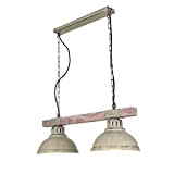 Elegante lampada a sospensione in Shabby bianco Colori legno Vintage Design 2x E27 fino a 60 Watt 230V metallo e ...