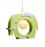 Elobra Lampada da soffitto, lampadario a sospensione per bambini, motivo: elefante, in legno, colore: verde chiaro, legno;betulla