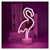 ENOULI Flamingo Neon segni della luce al neon di colore rosa LED arte decorativa con il supporto della base da ...