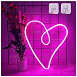 ENUOLI Cuore Segni al neon LED Neon Light Sign Segno decorazione della parete USB Carica/batteria al neon Night Light Pink ...