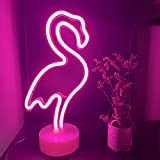 ENUOLI Flamingo Neon Sign Luce al Neon con Base di Supporto Batteria/USB LED Neon Sign Insegne al Neon per Soggiorno ...