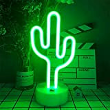ENUOLI LED Cactus Insegne al Neon Luce al Neon con Base Luce Notturna al Neon Batteria/Luce al Neon alimentata Tramite ...
