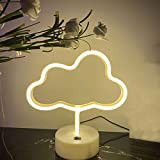 ENUOLI Luce al neon a forma di nuvole, luce bianca calda, luce al neon con base USB/lampada da tavolo a ...