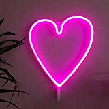 ENUOLI Luce Notturna al Neon Rosa Luce al Neon USB e Cuore Alimentato a Batteria Luce da Parete per insegna ...