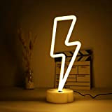 ENUOLI Luci LED lightning a forma di neon, alimentate a batteria/USB, luce bianca calda, a LED, decorazione da tavolo, per ...
