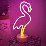 ENUOLI Neon Flamingo Insegna al Neon Rosa Chiaro Insegna al Neon a LED con Base USB Decorazione da Tavolo e ...