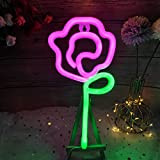 ENUOLI Rose Flower Neon Light LED Segno al Neon Pink Neon Light Battery Batteria/USB Parete a Parete al Neon Light ...