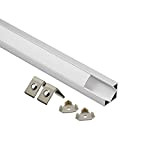 Eurekaled - 1 Profilo Alluminio ANGOLARE 45 Gradi da 1 metro per Striscia LED con Copertura OPACA cod. 1127