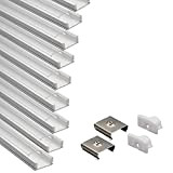 Eurekaled - 10 pezzi di Profilo in Alluminio da 1mt U Barra Dissipatore per Strisce LED con Copertura Trasparente in ...