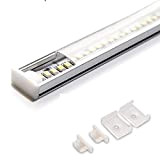 Eurekaled - Profilo Alluminio U da 2 metri per Strisce LED con Copertura TRASPARENTE, Tappi e Ganci inclusi Cod.1172
