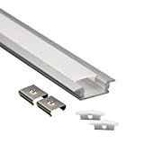 Eurekaled - Profilo in Alluminio Incasso da 1mt U Barra Dissipatore per Strisce LED con Copertura in Plexiglass, Tappi e ...