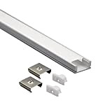 Eurekaled - Profilo in Alluminio U da 1 metro per Strisce LED con Copertura OPACA, Tappi e Ganci inclusi Cod.1042