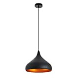 EXO LIGHTING - Lampada a sospensione KAM nera con portalampada E27 interno IP20. Sospensione ideale per sala da pranzo, soggiorno ...