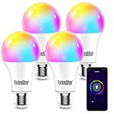 EXTRASTAR 4 Pezzi Lampadine LED intelligente E27, 10W, 1000lm, Dimmerabili RGB + luce calda o bianca, 16 milioni di colori, ...