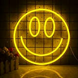 Faccia sorridente faccia sorridente giallo faccia sorridente gialla luci Neon segni carino sorriso LED luce Neon per la camera da ...