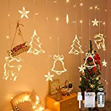 FemKey Luci Natale Stelle Tenda, Luci di Natale 3.5M 120LED a USB/Batteria, Catena Luminosa con Stella, Renne, Albero di Natale, ...