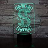Festival 3D Illusion Lampada LED Night Light Badge Riverdale Snake Logo South Serpents Decor Sign Cose Riverdale Accessori Regalo Lampada ...