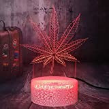 Festival Beautiful Weed Cannabis Leaf 3D LED Night Light Colorful Cambiamento Dell'Atmosfera Illuminazione Lava Baby Party Camera da Letto Decorazione ...