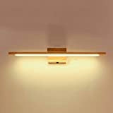 FFDCC Lampada da Specchio a LED in Legno con Interruttore, Luce da Specchio Bagno Vintage 60cm LED 10W Lampada per ...