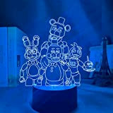 FNAF - Luci notturne per bambini 3D Illusion Lampada da comodino da comodino, 7 colori che cambiano la luce del ...