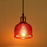 Fuloon - Lampadario a sospensione vintage industriale, in vetro colorato, lampada d'atmosfera artistica, stile vintage, colore: Rosso