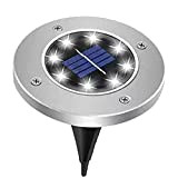FUNWS- Lampada solare per giardino,Luci per sentieri，8 LED da Incasso a Terra per Esterni, IP65 Impermeabili per prato, marciapiedi, patio, ...