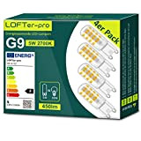 G9 Lampadine LED 4 pezzi，5W Lampadina G9, Equivalente 50W Lampada Alogena, 450Lm 2700K Luce Calda Lampade G9, Angolo a fascio ...