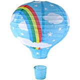 Gadget and Gift Zone - Lanterna di carta da soffitto a forma di mongolfiera con arcobaleno, colore blu