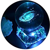 Galassia sfera di cristallo - palle di vetro con base lampada a LED, Chiaro 80mm Galassia sfera cristallo regali per ...