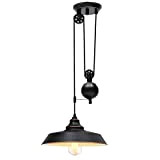Ganeed Lampada a sospensione a puleggia, illuminazione a puleggia industriale regolabile, lampada a sospensione rustica per sala da pranzo in ...