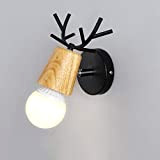 Ganeep Ganeep testa di cervo testa di legno solido lampada da parete lampada da parete nordico E27 lampada da parete ...