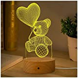 GEEKEO Lampada 3D Orso Illusione Lampada da Tavolo per Amanti e Bambini, Luce Notte a LED 7 Colori, San Valentino ...