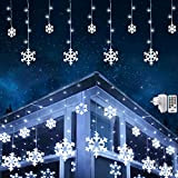 Geemoo Luci di Natale Cascata Fiocco di Neve 5M 264 LED Tenda Luminosa Bianco Freddo, Luci Nataliazie con Telecomando, 8 ...