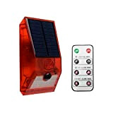 GeKLok - Lampada solare per allarme stroboscopico, con telecomando, impermeabile, a energia solare, con 6 modalità intelligenti, per fattoria, fienile, ...