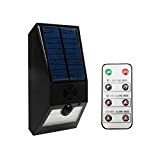 GeKLok - Luce di allarme solare di sicurezza, allarme solare, rilevatore di movimento stroboscopico con telecomando per esterni, fattoria e ...