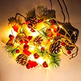 Ghirlanda di luci natalizie con luci per interni ed esterni con campanella rossa a forma di pineta per albero di ...