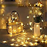 Ghirlanda luminosa a forma di stella, LED, 10 m, 100 stelle, decorazione interna ed esterna per camera dei bambini, giardino, ...