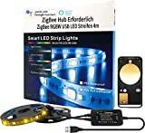 GIDERWEL Smart ZigBee3.0 USB RGBWW LED Strip Light 4m Kit dimmerabile, Retroilluminazione TV, Funziona con Hub Bridge Lightify Hub Echo ...