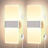 Glighone 2x 12W Lampada da Parete LED Dimmerabile Applique da Parete Interni morderna in Acrilico per Soggiorno, Camera da letto, ...