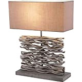 GLOBO LIGHTING - Lampada da tavolo in legno, 50 x 15 x 40 cm, colore: Grigio