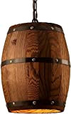 GLWO Lampada a sospensione industriale americana Lampada a sospensione creativa in legno Arte a forma di botte di vino Lampadario ...
