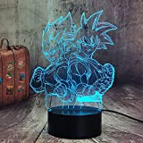 Goku und Vegeta - Lampada da notte 3D Z Cartoon Anime, cambia colore, 7 colori, touch remoto, USB, atmosfera, tavolo ...