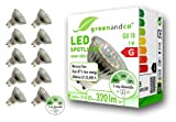 greenandco 10x Spot a LED dimmerabile a passi IRC 90+ GU10 5W (equivalente spot alogeni 39W) 320lm 3000K (bianco caldo) ...