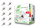 greenandco 10x Spot a LED IRC 90+ 4000K 36° GU10 7W (equivalente spot alogeni 62W) 450lm (bianco neutro) SMD LED ...