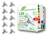 greenandco 10x Spot a LED IRC 90+ 4000K 36° GU5.3 MR16 6W (equivalente spot alogeni 40W) 380lm (bianco neutro) SMD ...