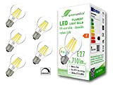 greenandco 5x Lampadina a filamento LED IRC 90+ dimmerabile E27 8W (equivalente 54W) 710lm 2700K (bianco caldo) 360° 230V AC ...