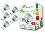 greenandco 5x Spot a LED IRC 90+ GU10 35mm 3W (equivalente spot alogeni 30W) 160lm 3000K (bianco caldo) 50° 230V ...