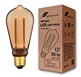 greenandco® lampadina a LED di design vintage in stile retrò per l'illuminazione d'atmosfera E27 ST64 4W 200lm 1800K (bianco extra ...