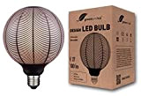 greenandco® Lampadina decorativa LED dimmerabile stile vintage nero (foglie) E27 G125 4W 100lm 1800K (bianco molto caldo) 300° 230V, senza ...